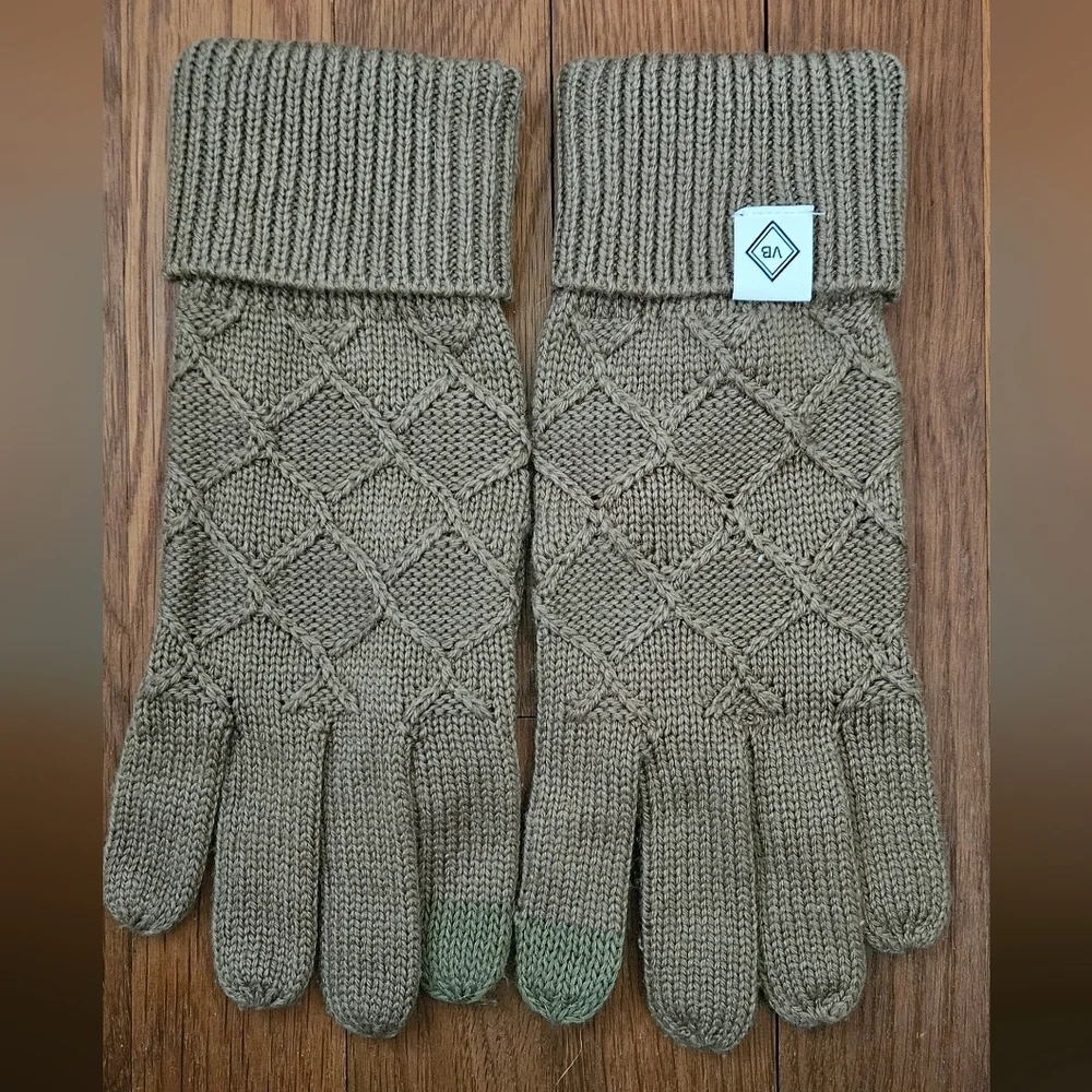 Womens Vera Bradley Olive Green Knit, Tech Friendly, Winter Gloves